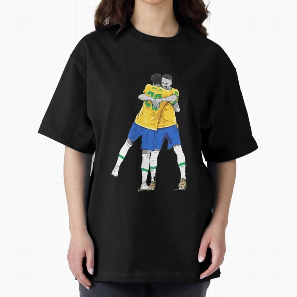 BRAZIL Neymar Jr and Vini Jr World Cup Celebration Oversized T-Shirt Unlock FIFA World Cup 2026 USA Canada Mexico Spirit, with Netherlands, Messi, CR7 and Mbappe, Supporter Pride, Iconic Celebrations, Legendary Names and Global Match Day Energy;