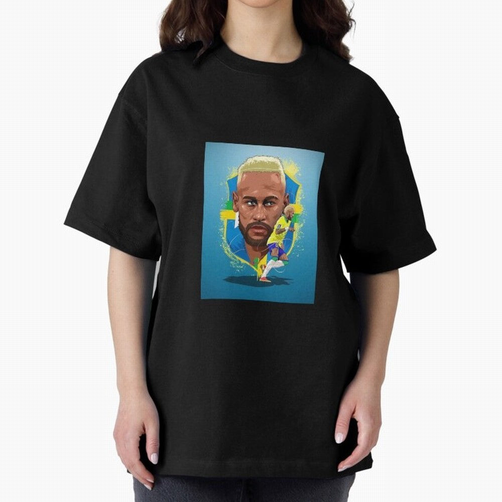neymar art - neymar illustration T Shirt Oversized T-Shirt Feel the Trophy Chase of the FIFA World Cup 2026 USA Canada Mexico Journey through Mbappe and Neymar Highlights, France Pride, Football Festival Excitement, Trophy Ambitions, Country