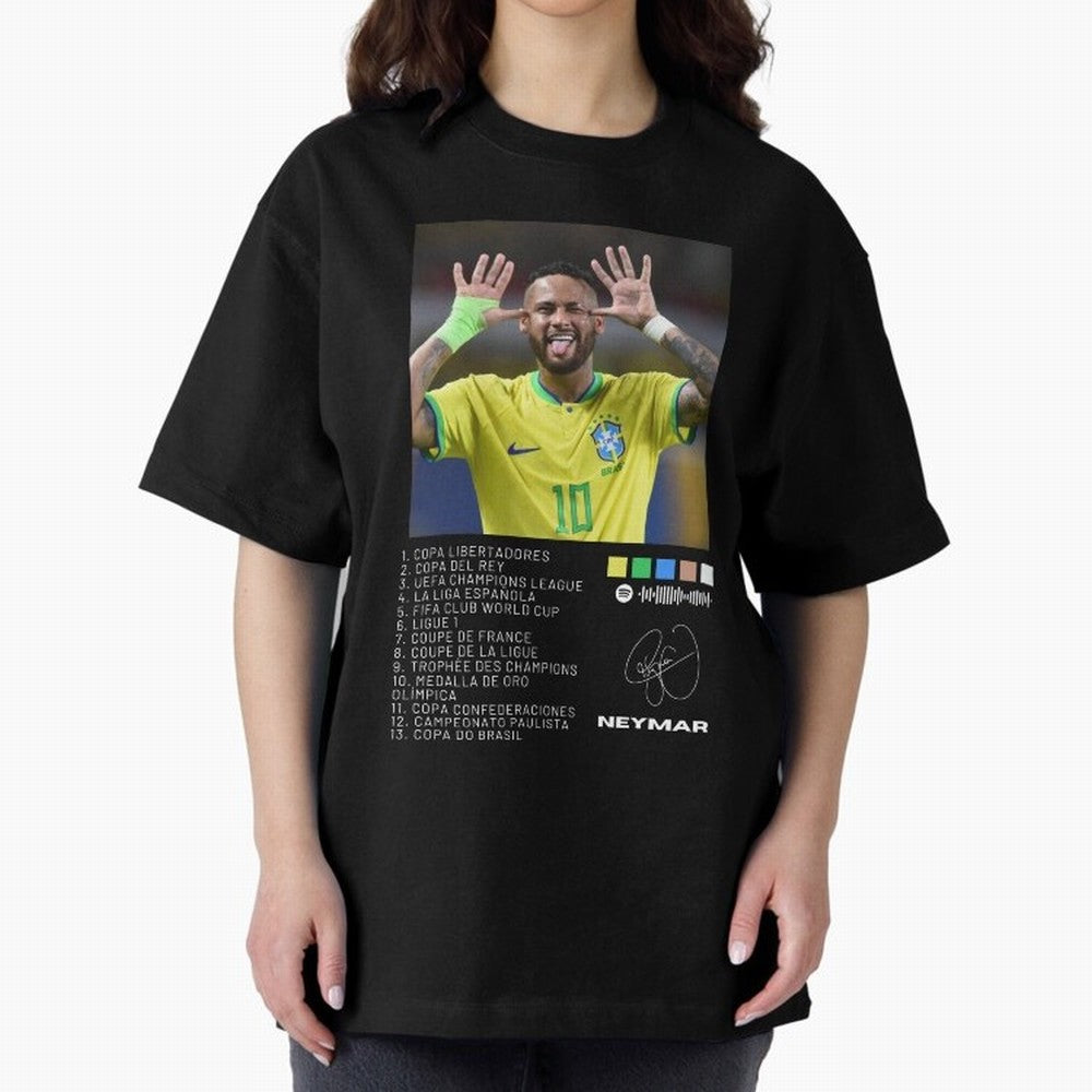 Neymar Brazil 10 Oversized T-Shirt Follow the Final Road of FIFA World Cup 2026 Group Stage for Fans of Haaland and Mbappe and Argentina and Brazil, Bringing Stadium Chants, National Pride, Trophy Dreams and Unforgettable Football Memories; Perfect