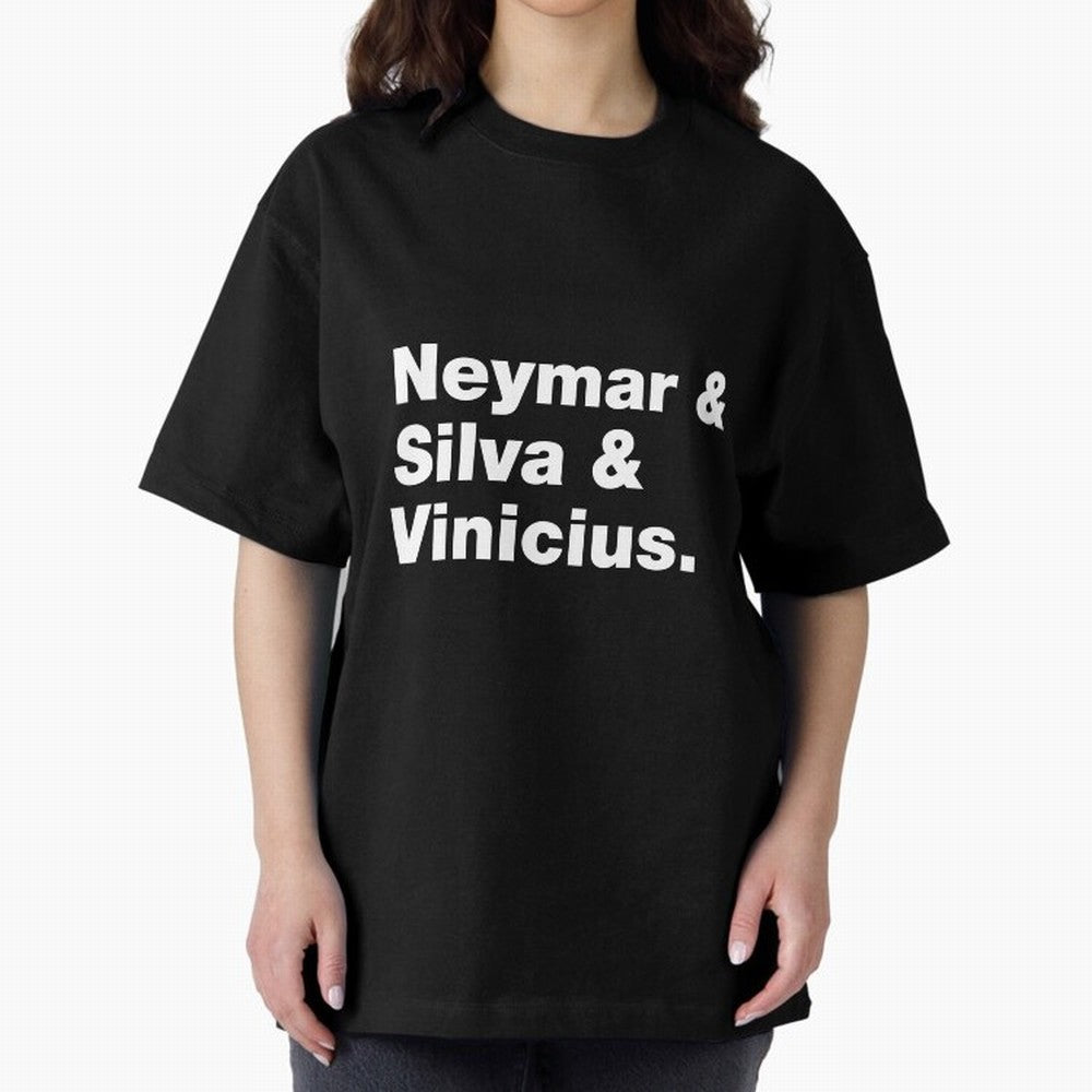 Neymar + Silva + Vinicius - Brazil Brazilian World Cup Squad Team Players Football Soccer Qatar WC 22 Oversized T-Shirt Share FIFA World Cup 2026 USA Canada Mexico for Fans of Cristiano Ronaldo and Argentina, France and Brazil, Bringing Tournament