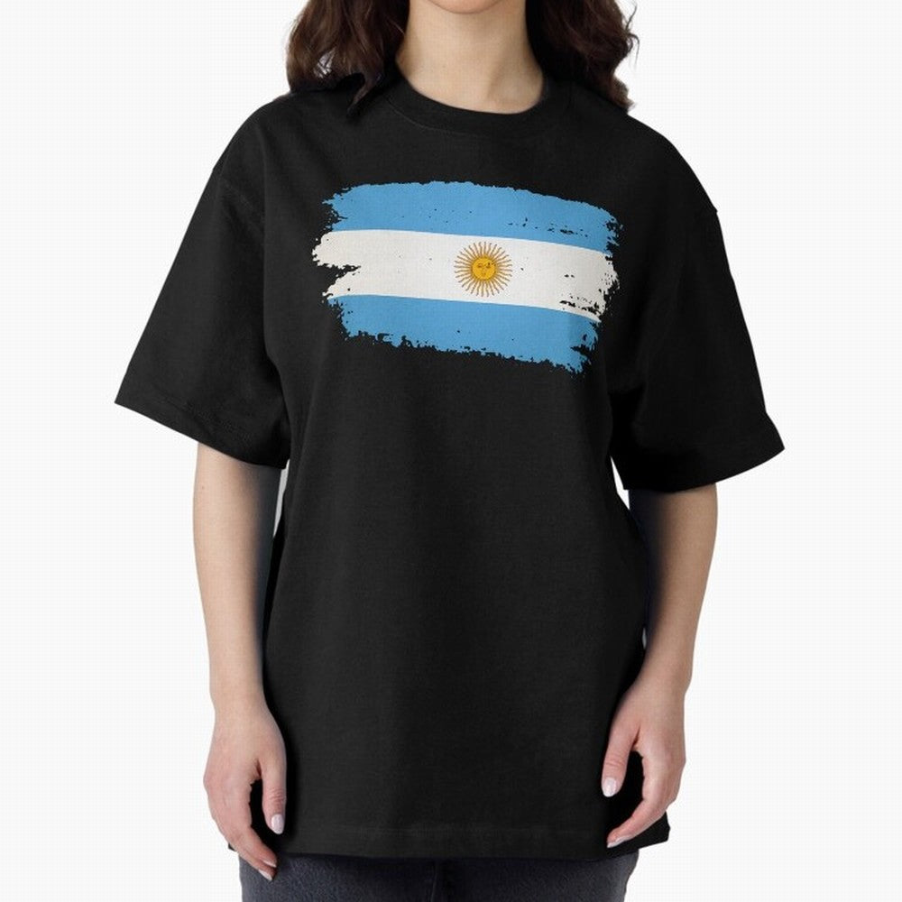ARGENTINIAN FLAG PRINT Oversized T-Shirt Bring Global Tournament Vibes to FIFA World Cup 2026 for Fans of Cristiano Ronaldo and England and Germany, Bringing Classic Soccer Heritage, Championship Pressure, Fan Loyalty and International Pride; Great