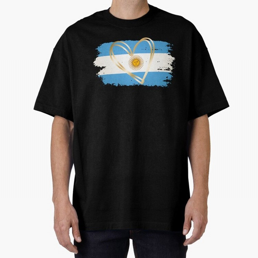 ARGENTINA FLAG WITH GOLDEN HEART Classic T-Shirt Join Supporters Worldwide for the FIFA World Cup 2026 Journey through Cristiano Ronaldo Highlights, Germany Pride, Retro Football Energy, Iconic Rivalries, Trophy Chase Drama and Stadium Atmosphere;