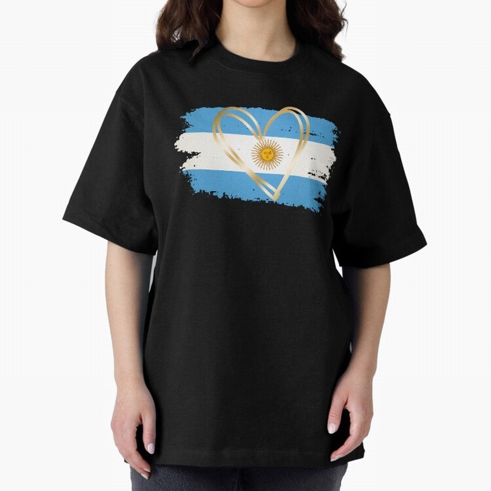 ARGENTINA FLAG WITH GOLDEN HEART Classic T-Shirt Join Supporters Worldwide for the FIFA World Cup 2026 Journey through Cristiano Ronaldo Highlights, Germany Pride, Retro Football Energy, Iconic Rivalries, Trophy Chase Drama and Stadium Atmosphere;