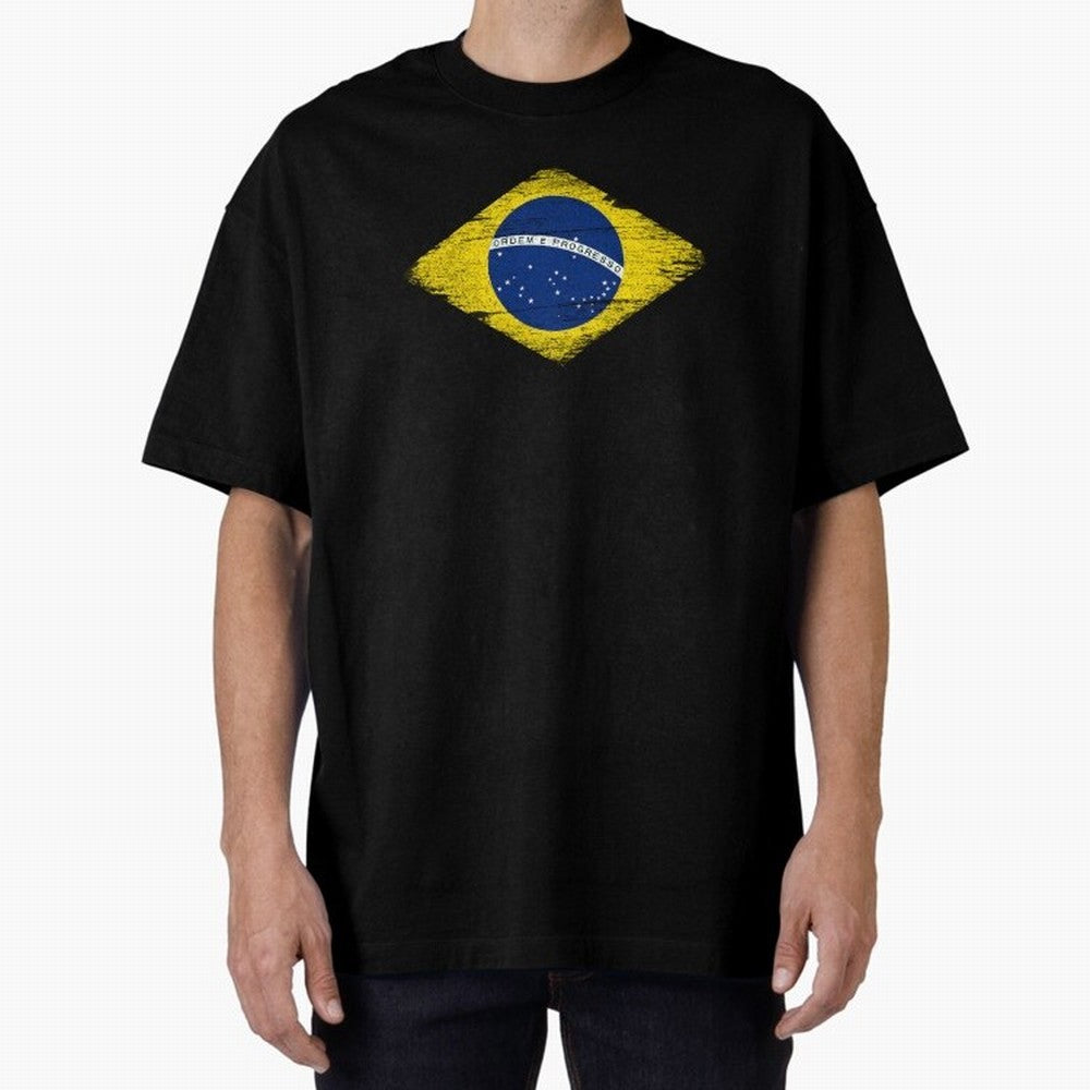 Brazil Flag Design Oversized T-Shirt Share FIFA World Cup 2026 Group Stage Connected to Haaland and Mbappe, Argentina and Brazil Energy, Worldwide Fan Energy, Dramatic Goals, Stadium Lights and Championship Celebrations; Created for Match Day