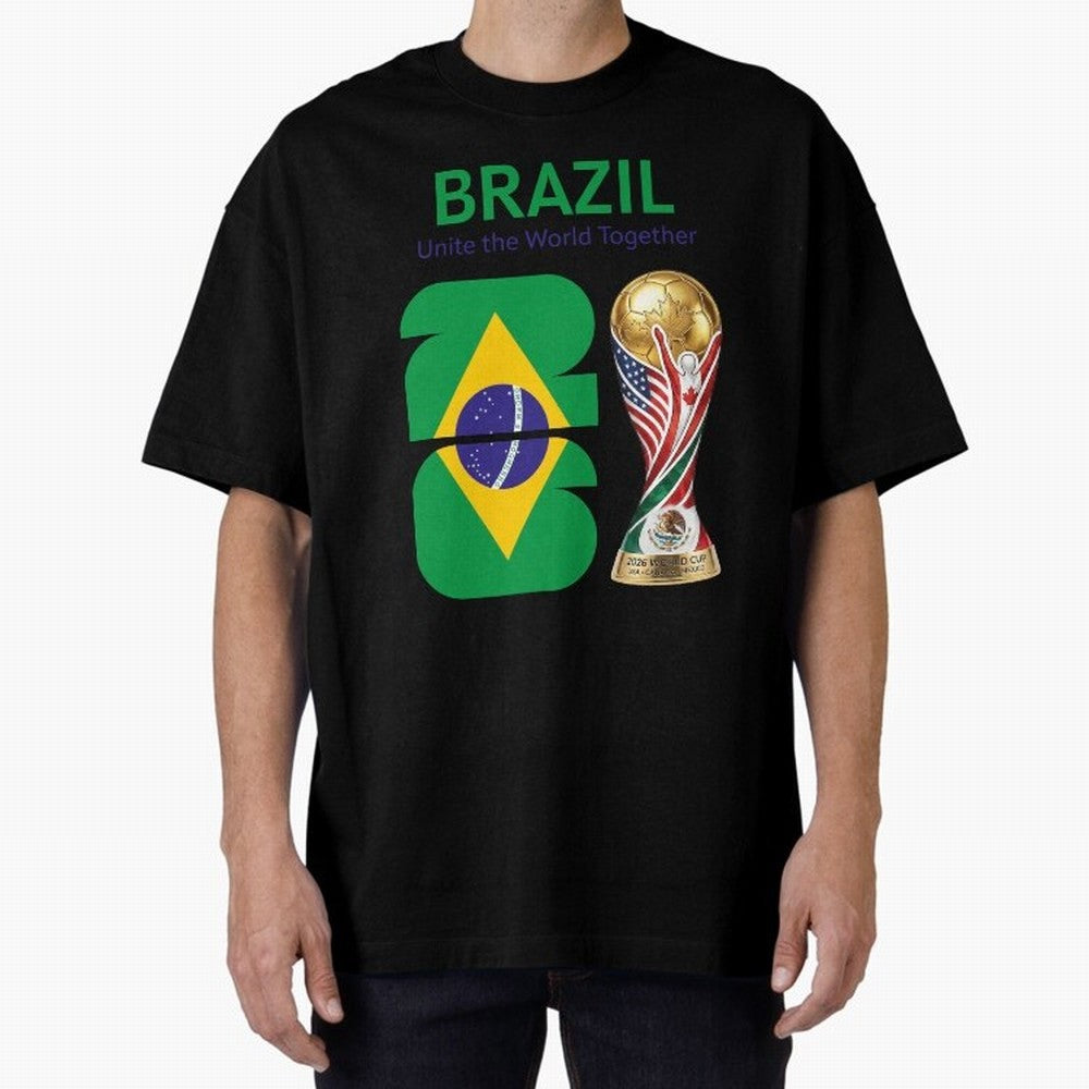 World Cup 2026, IMG 018, BRAZIL 002 Oversized T-Shirt Celebrate Every Goal in FIFA World Cup 2026 for Fans of Neymar, Haaland and Cristiano Ronaldo and Argentina and Brazil, Bringing Champion Mindset, Group Stage Buzz, Knockout Tension and