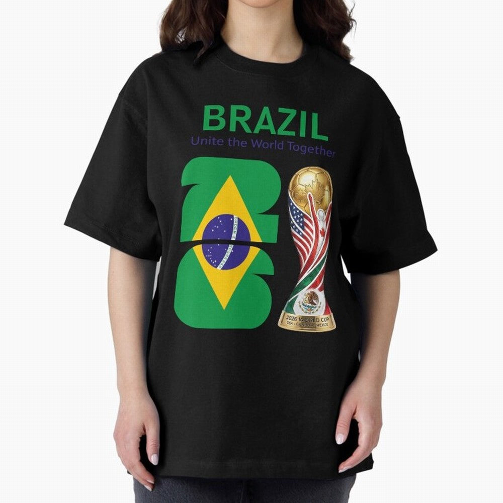 World Cup 2026, IMG 018, BRAZIL 002 Oversized T-Shirt Celebrate Every Goal in FIFA World Cup 2026 for Fans of Neymar, Haaland and Cristiano Ronaldo and Argentina and Brazil, Bringing Champion Mindset, Group Stage Buzz, Knockout Tension and