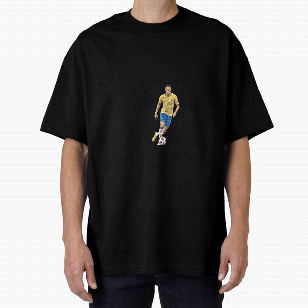 Brazilian Football Player Oversized T-Shirt Honor Football Greatness during FIFA World Cup 2026 Group Stage for Fans of Mbappe and England, Bringing Retro Football Energy, Iconic Rivalries, Trophy Chase Drama and Stadium Atmosphere; Made for