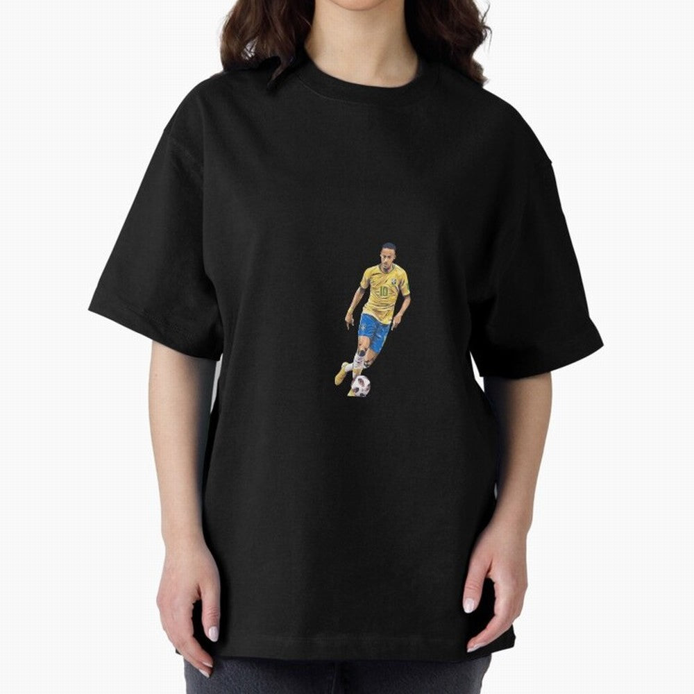 Brazilian Football Player Oversized T-Shirt Honor Football Greatness during FIFA World Cup 2026 Group Stage for Fans of Mbappe and England, Bringing Retro Football Energy, Iconic Rivalries, Trophy Chase Drama and Stadium Atmosphere; Made for