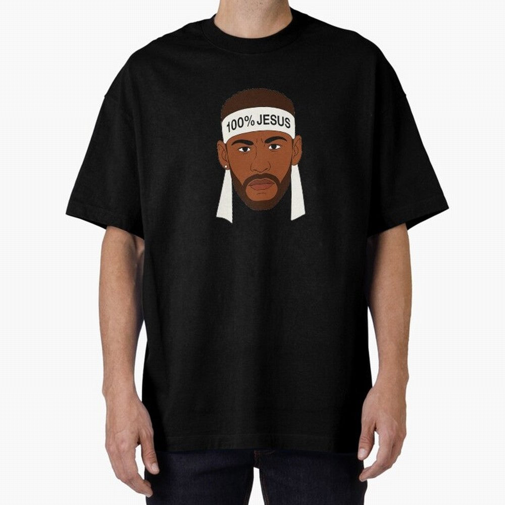 100% JESUS Neymar Inspired Minimalist Art Oversized T-Shirt Feel the Roar of FIFA World Cup 2026 USA Canada Mexico for Fans of Neymar and France and Portugal, Bringing Stadium Chants, National Pride, Trophy Dreams and Unforgettable Football