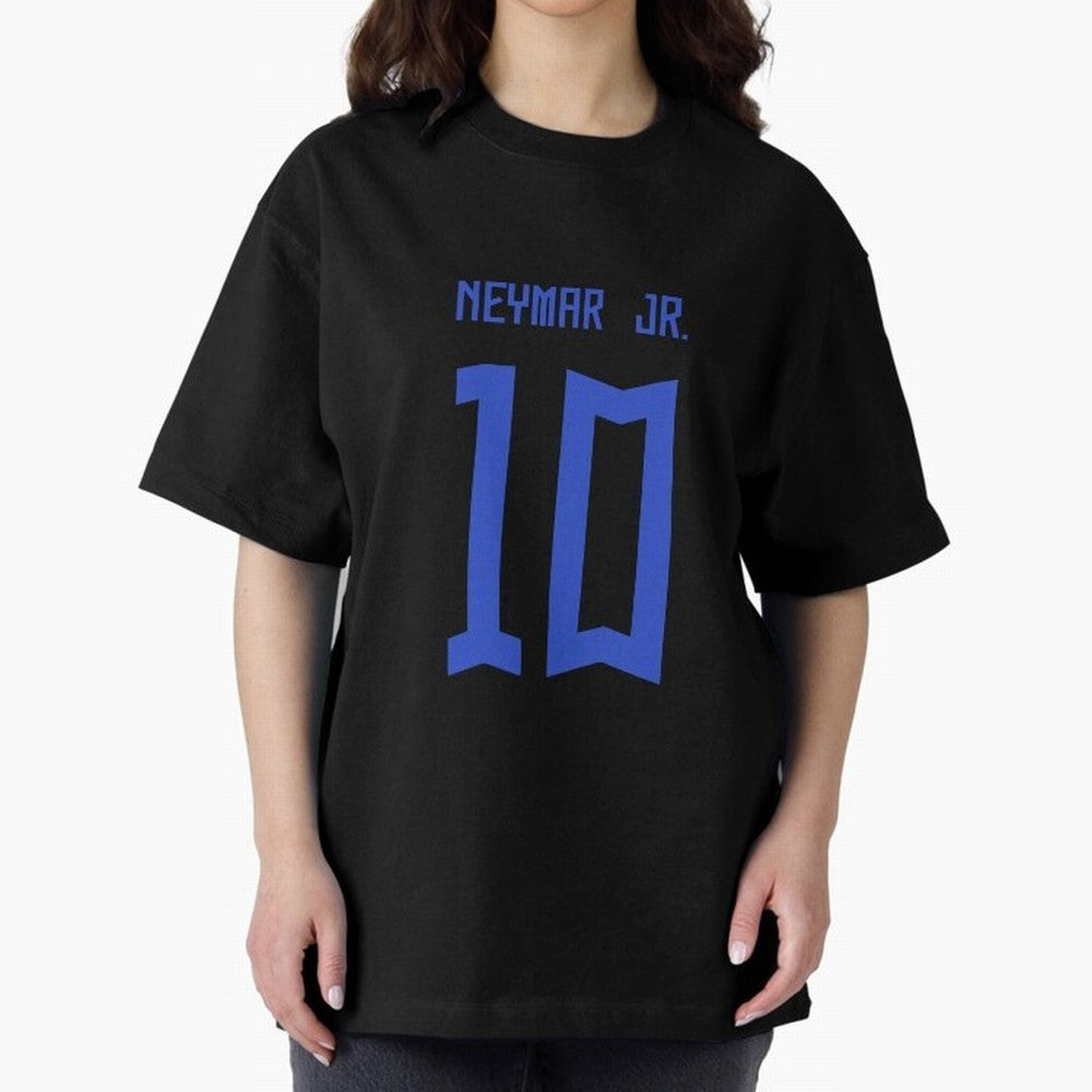 Neymar Jr Brazil White Jersey 2023 Oversized T-Shirt Bring Match Day Fire to FIFA World Cup 2026 Spirit, Capturing Argentina and Brazil, Mbappe, Football Festival Excitement, Trophy Ambitions, Country Rivalries and Star Player Buzz; Perfect for
