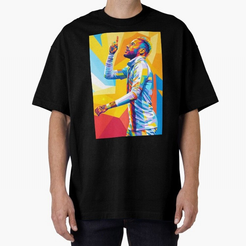 Neymar Pop Art Oversized T-Shirt Back Your Heroes with FIFA World Cup 2026 Inspired by Messi and Cristiano Ronaldo, Netherlands Energy, Match Day Excitement, Supporter Culture, Golden Goals and Global Football Passion; Perfect for Fans, Collectors,