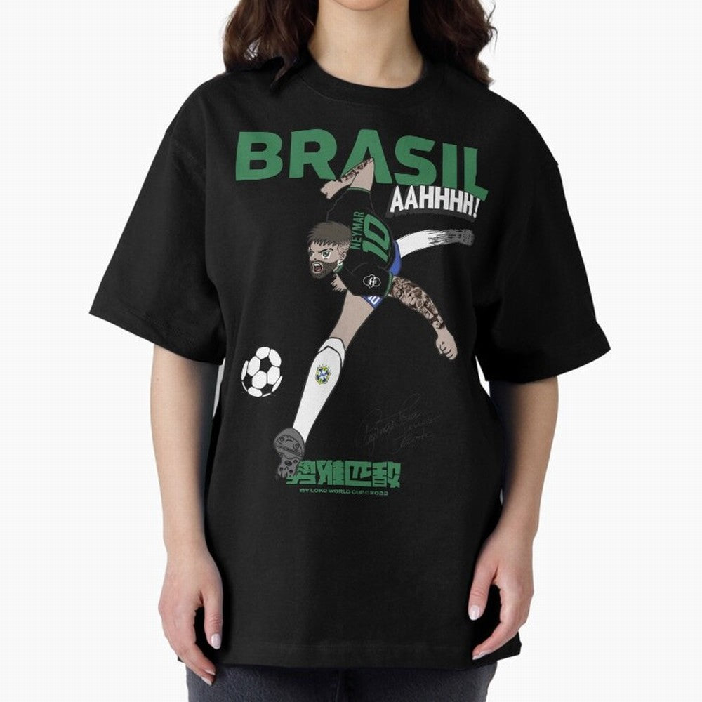 NEYMAR BRAZIL Oversized T-Shirt Elevate the FIFA World Cup 2026 Group Stage Journey through Messi, Neymar and Mbappe Highlights, Argentina Pride, Retro Football Energy, Iconic Rivalries, Trophy Chase Drama and Stadium Atmosphere; Ideal for Football