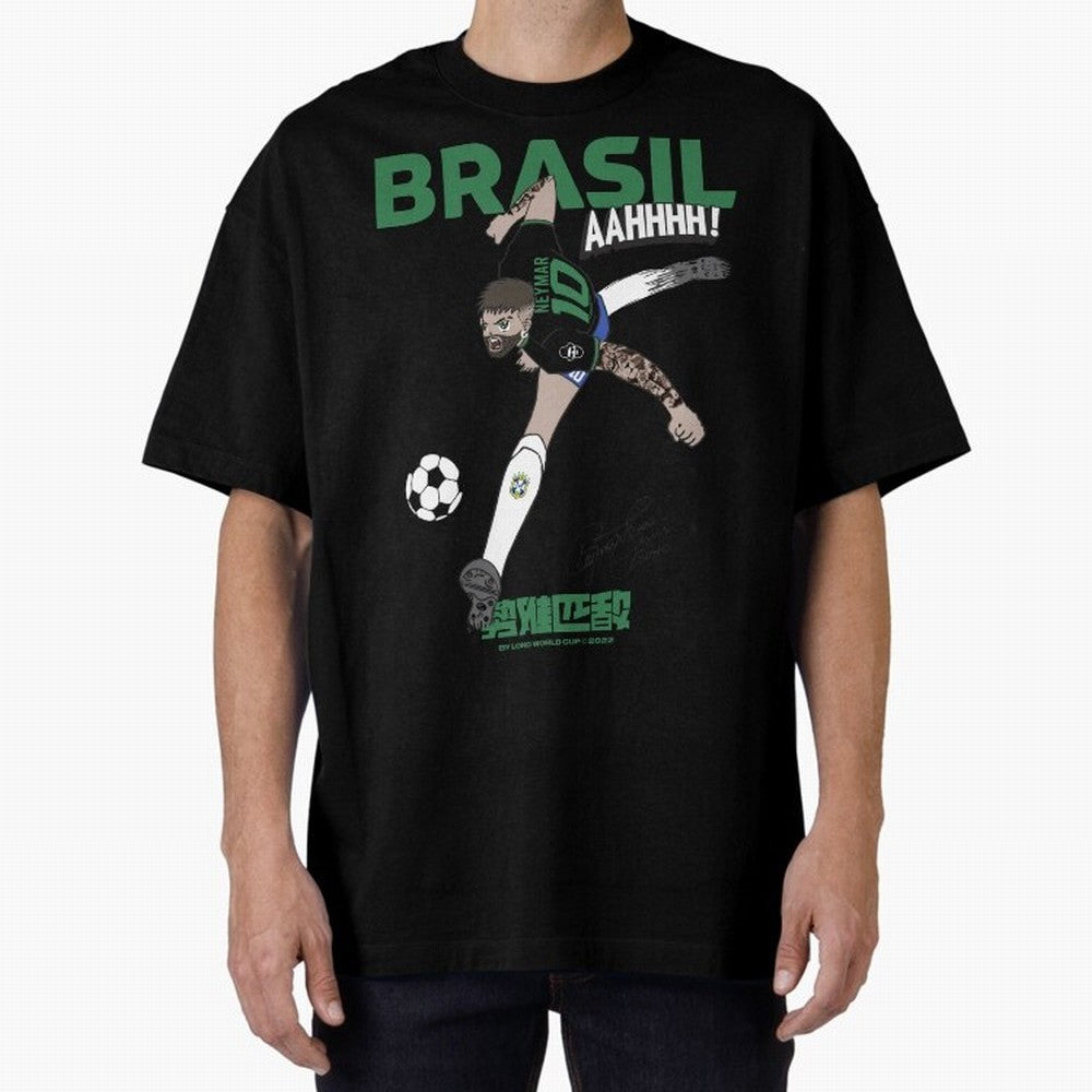 NEYMAR BRAZIL Oversized T-Shirt Elevate the FIFA World Cup 2026 Group Stage Journey through Messi, Neymar and Mbappe Highlights, Argentina Pride, Retro Football Energy, Iconic Rivalries, Trophy Chase Drama and Stadium Atmosphere; Ideal for Football