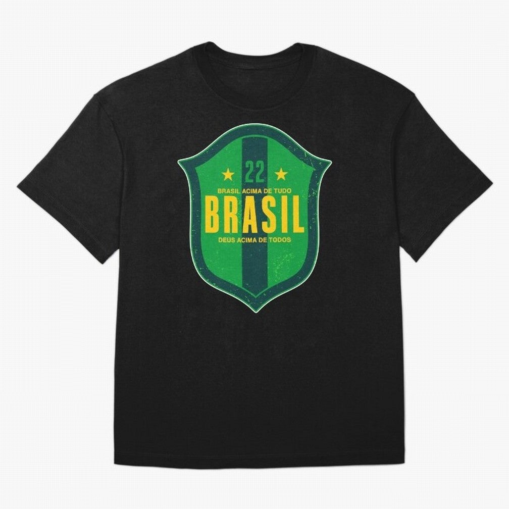 BRAS?O BRASIL 22 Oversized T-Shirt Show Championship Spirit for Global Football Passion for FIFA World Cup 2026, Highlighting CR7, Germany, Football History, Final Match Energy, Crowd Noise and Once in a Lifetime Moments; Created for Match Day