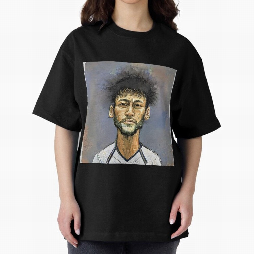 Portrait of neymar Oversized T-Shirt Bring Match Day Fire to the FIFA World Cup 2026 USA Canada Mexico Journey through Messi, CR7 and Mbappe Highlights, France Pride, Classic Soccer Heritage, Championship Pressure, Fan Loyalty and International