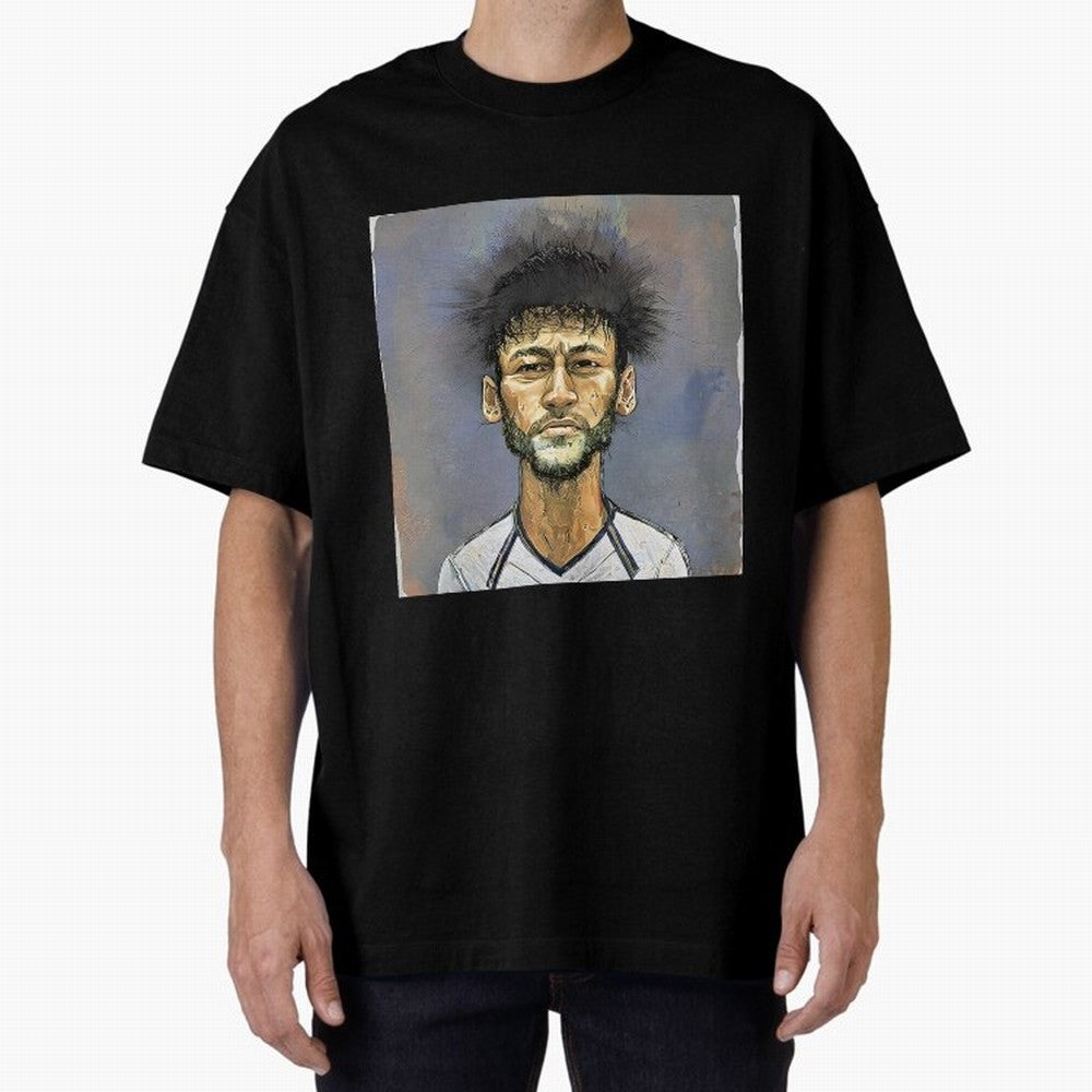 Portrait of neymar Oversized T-Shirt Bring Match Day Fire to the FIFA World Cup 2026 USA Canada Mexico Journey through Messi, CR7 and Mbappe Highlights, France Pride, Classic Soccer Heritage, Championship Pressure, Fan Loyalty and International