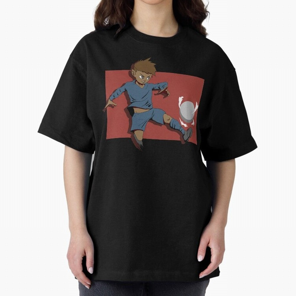 Footballer in action Oversized T-Shirt Bring Global Football Passion for FIFA World Cup 2026 USA Canada Mexico, Connected to CR7, Argentina and Brazil, Stadium Memories, Football Loyalty, International Chants and Championship Tradition; Ideal for