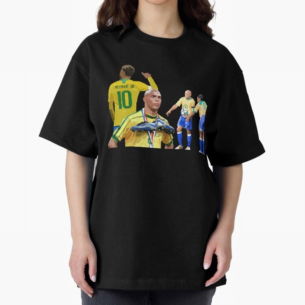 Brazilian Icons Oversized T-Shirt Get Ready for Global Football Passion for FIFA World Cup 2026 USA Canada Mexico, Driven by Cristiano Ronaldo, Spain, Football Festival Excitement, Trophy Ambitions, Country Rivalries and Star Player Buzz; Perfect