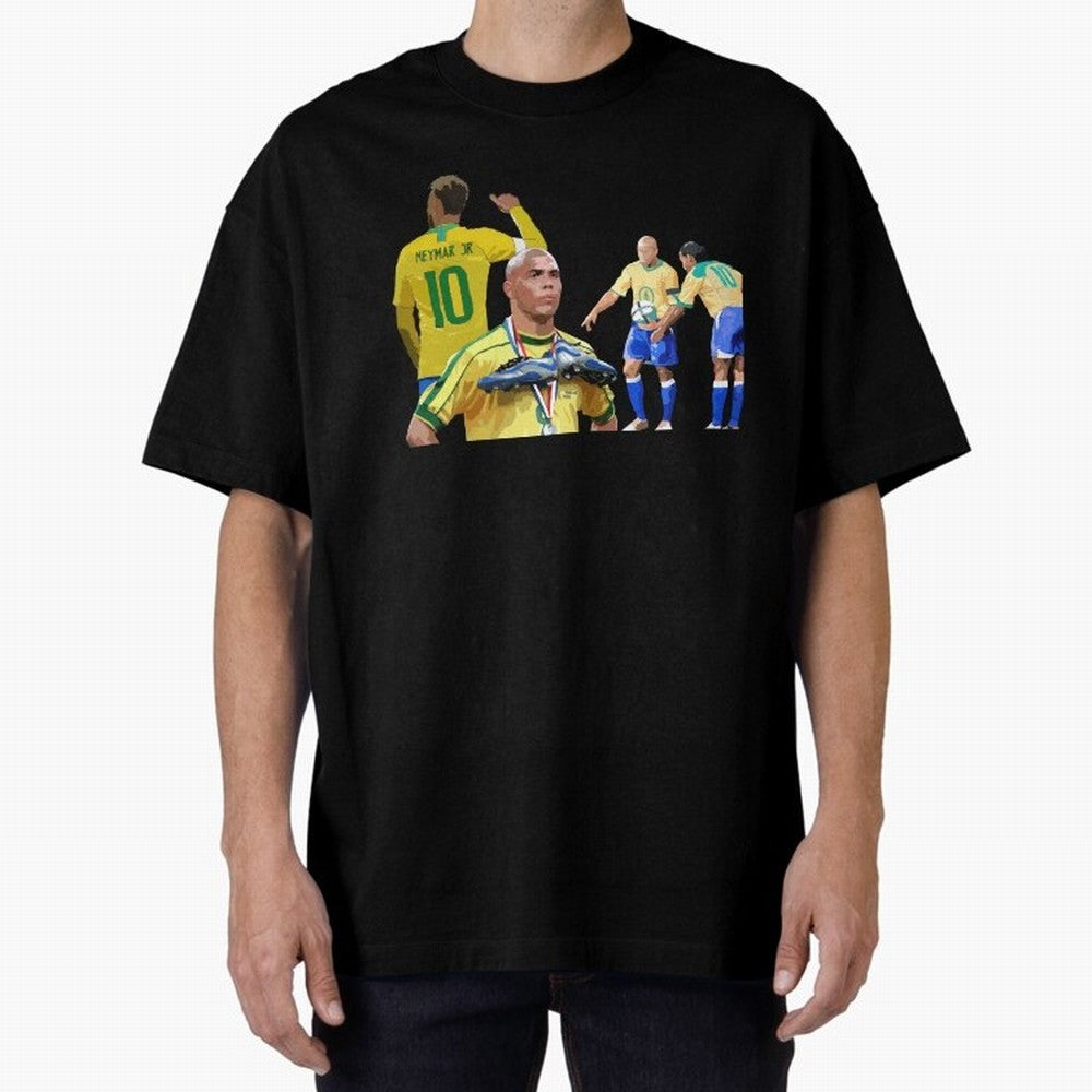 Brazilian Icons Oversized T-Shirt Get Ready for Global Football Passion for FIFA World Cup 2026 USA Canada Mexico, Driven by Cristiano Ronaldo, Spain, Football Festival Excitement, Trophy Ambitions, Country Rivalries and Star Player Buzz; Perfect