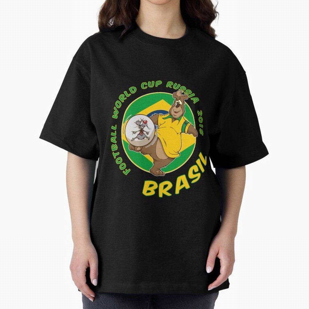 Football Russia 2018 World Cup Brazil T shirts and Merchandise Oversized T-Shirt Relive Global Football Passion for FIFA World Cup 2026 Group Stage, Centered on Messi, Neymar and Mbappe, England and Germany, Football Festival Excitement, Trophy