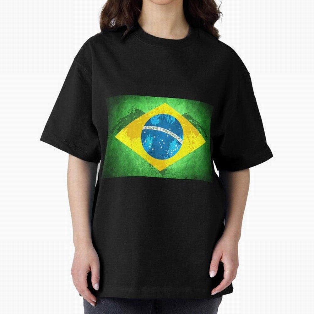 Brazil Oversized T-Shirt Celebrate Classic Football Spirit in FIFA World Cup 2026 USA Canada Mexico for Fans of Haaland and Mbappe and England, Bringing Football Festival Excitement, Trophy Ambitions, Country Rivalries and Star Player Buzz; Made