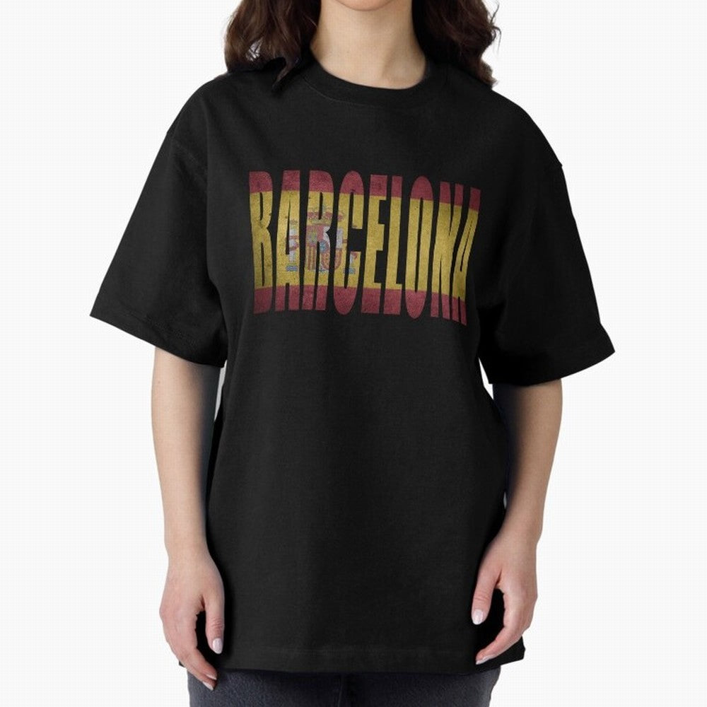 Barcelona city Oversized T-Shirt Show Match Day Excitement for FIFA World Cup 2026 USA Canada Mexico Spirit, Centered on Spain and Netherlands, Mbappe and Neymar, Classic Soccer Heritage, Championship Pressure, Fan Loyalty and International Pride;