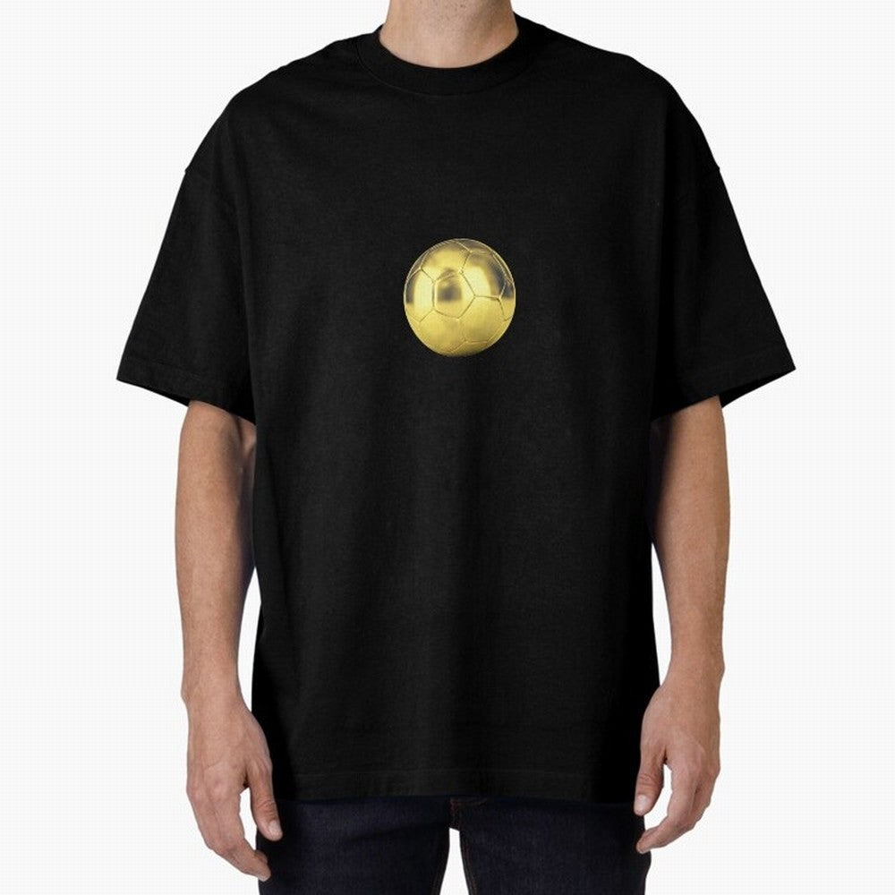Gold Football | Golden Football Good Quality Oversized T-Shirt Experience the Global Stage of FIFA World Cup 2026 Group Stage for Fans of Messi, Neymar and Mbappe and England, France and Netherlands, Bringing Stadium Memories, Football Loyalty,