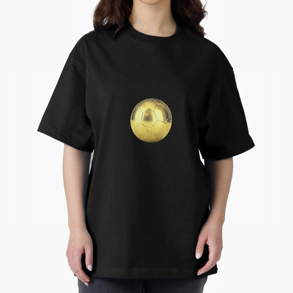 Gold Football | Golden Football Good Quality Oversized T-Shirt Experience the Global Stage of FIFA World Cup 2026 Group Stage for Fans of Messi, Neymar and Mbappe and England, France and Netherlands, Bringing Stadium Memories, Football Loyalty,