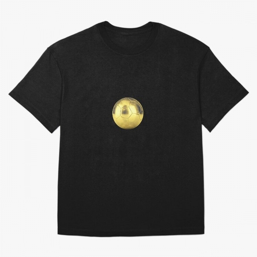 Gold Football | Golden Football Good Quality Oversized T-Shirt Experience the Global Stage of FIFA World Cup 2026 Group Stage for Fans of Messi, Neymar and Mbappe and England, France and Netherlands, Bringing Stadium Memories, Football Loyalty,