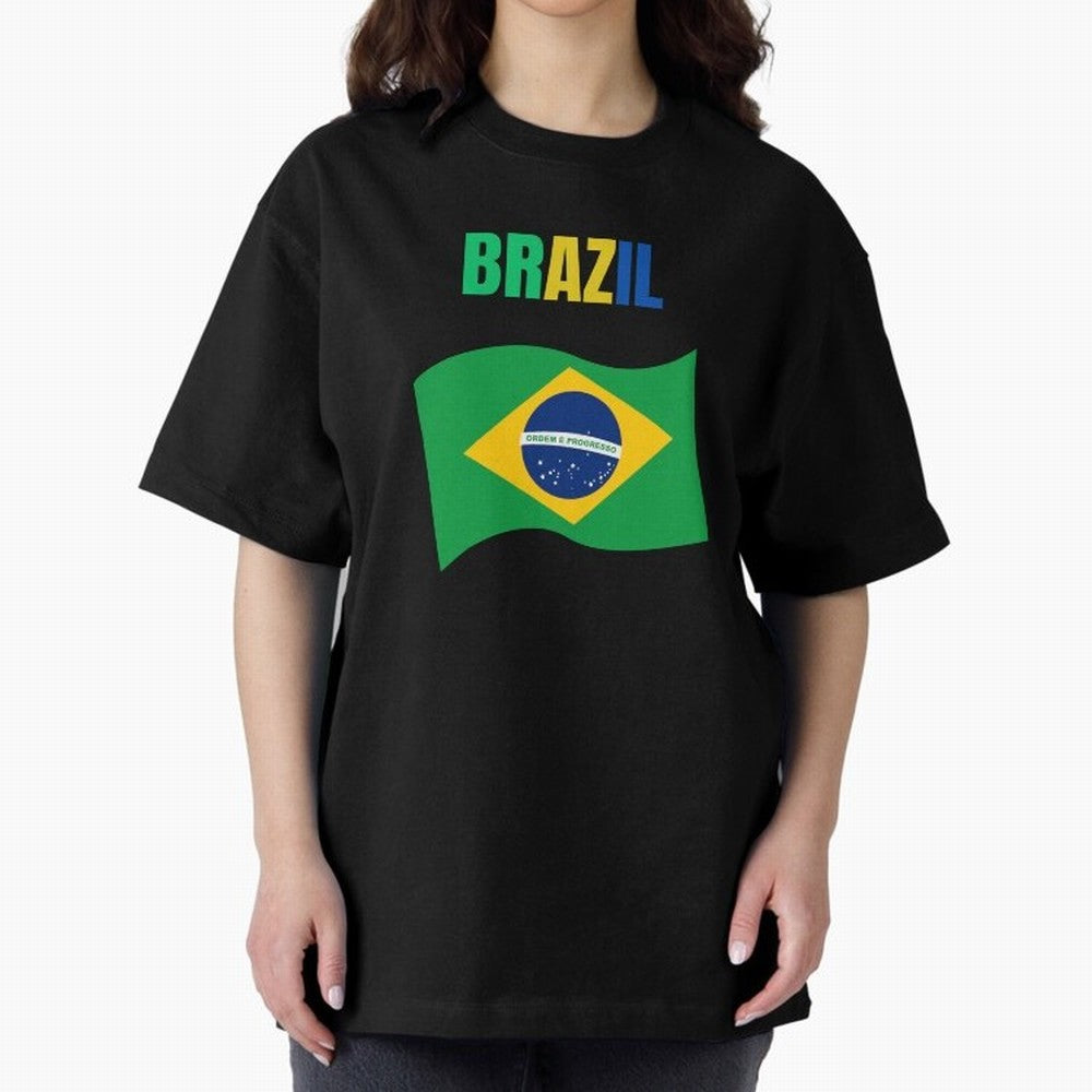 I love Brazil Oversized T-Shirt Spotlight FIFA World Cup 2026 USA Canada Mexico Inspired by Cristiano Ronaldo, Haaland and CR7, Spain Energy, Fan Favorite Moments, National Team Passion, Big Match Drama and Soccer History; Perfect for Fans,
