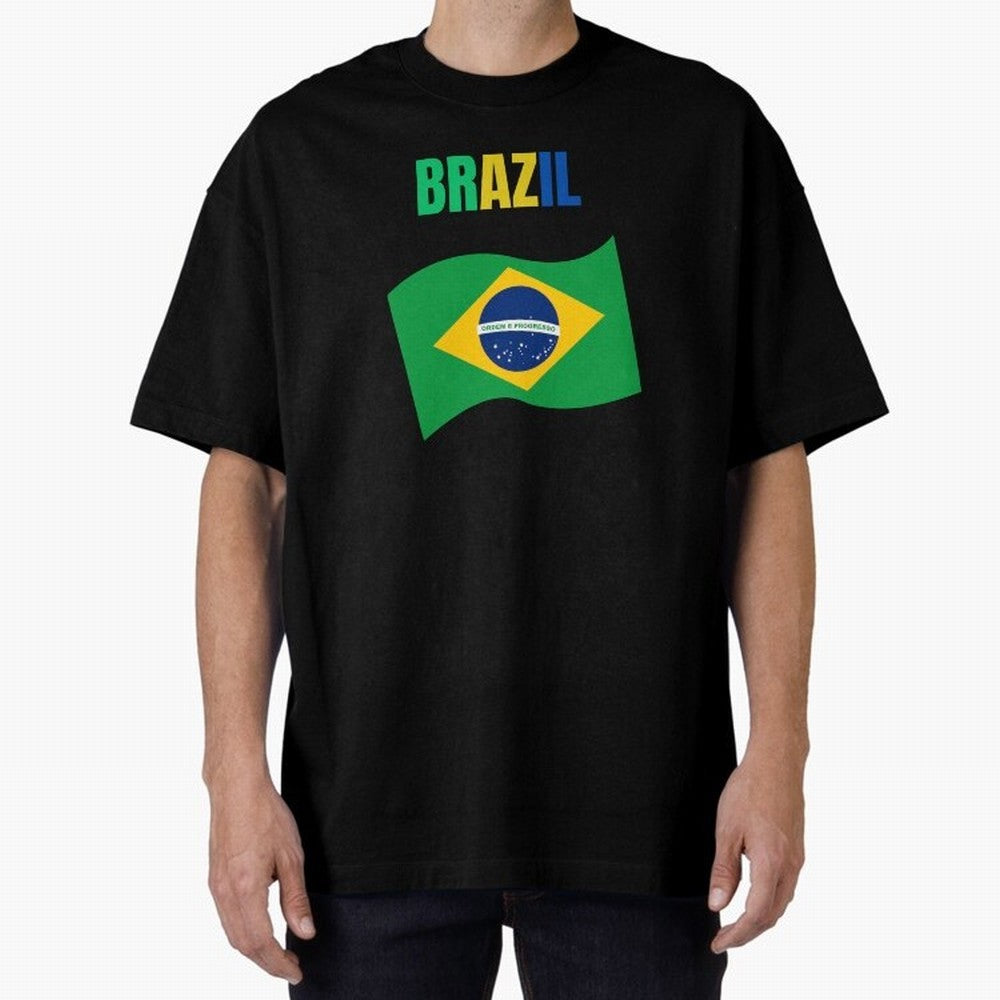 I love Brazil Oversized T-Shirt Spotlight FIFA World Cup 2026 USA Canada Mexico Inspired by Cristiano Ronaldo, Haaland and CR7, Spain Energy, Fan Favorite Moments, National Team Passion, Big Match Drama and Soccer History; Perfect for Fans,