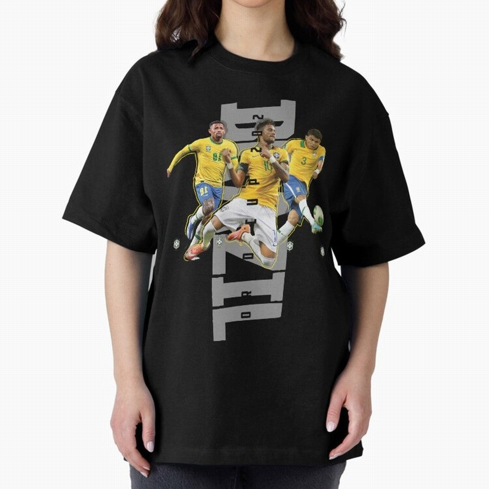 Brazil World cup 2022 Oversized T-Shirt Build FIFA World Cup 2026 USA Canada Mexico Spirit, Highlighting Spain and Netherlands, CR7, Match Day Excitement, Supporter Culture, Golden Goals and Global Football Passion; Created for Match Day Parties,