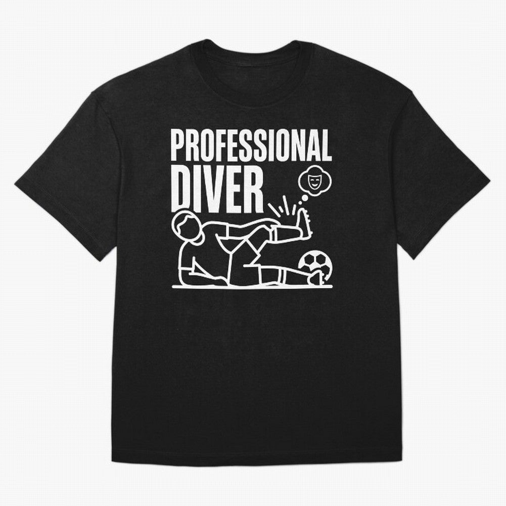 Professional Diver - Funny Soccer Faking Injury Oversized T-Shirt Relive FIFA World Cup 2026 Group Stage Connected to Neymar, Haaland and Cristiano Ronaldo, England Energy, Supporter Pride, Iconic Celebrations, Legendary Names and Global Match Day