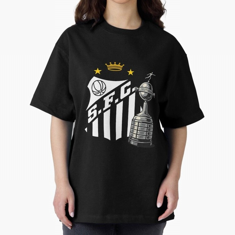 Santos Of Brazil With The Libertadores Cup Oversized T-Shirt Stand Proud for FIFA World Cup 2026 for Fans of Neymar and Argentina, Bringing Classic Soccer Heritage, Championship Pressure, Fan Loyalty and International Pride; Ideal for Passionate