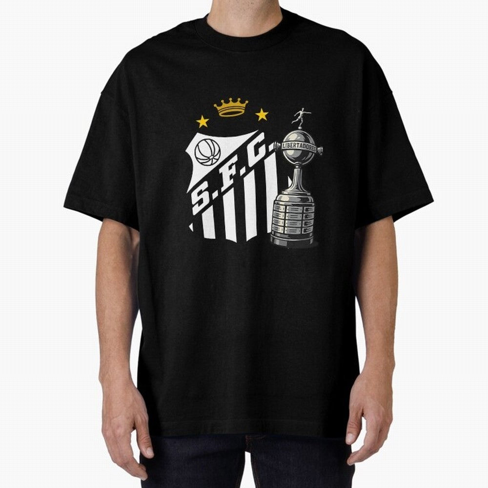 Santos Of Brazil With The Libertadores Cup Oversized T-Shirt Stand Proud for FIFA World Cup 2026 for Fans of Neymar and Argentina, Bringing Classic Soccer Heritage, Championship Pressure, Fan Loyalty and International Pride; Ideal for Passionate