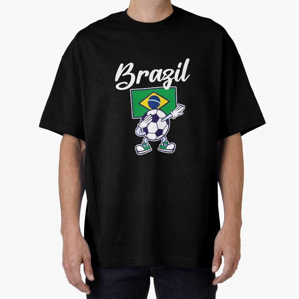 BRAZIL - Dabbing Football Soccer Ball - BRAZIL Classic T-Shirt Embrace Global Football Passion for FIFA World Cup 2026 Group Stage, Made for Haaland and Mbappe, Spain, Supporter Pride, Iconic Celebrations, Legendary Names and Global Match Day