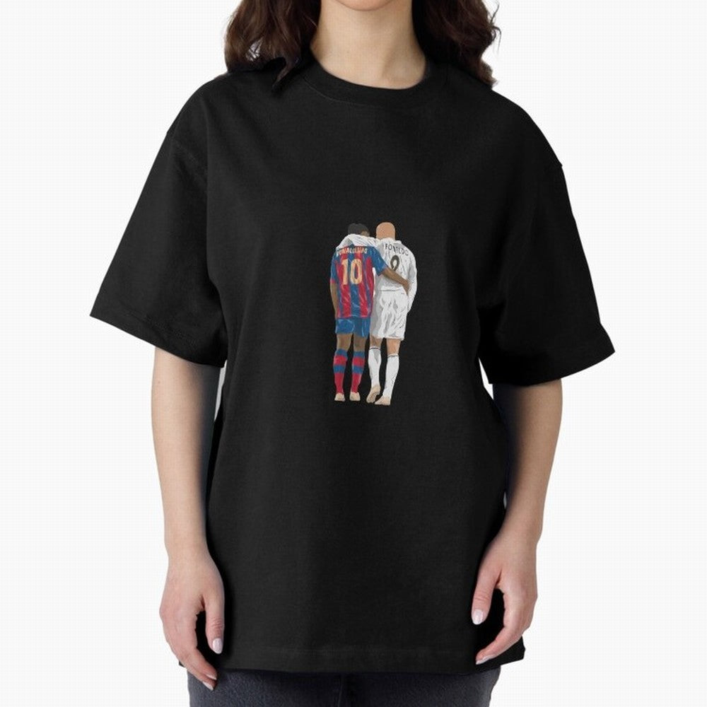 Ronaldinho, Ronaldo Minimalist Oversized T-Shirt Relive the Noise and Pride of FIFA World Cup 2026 USA Canada Mexico for Fans of Messi, CR7 and Mbappe and England, France and Netherlands, Bringing Championship Spirit, Famous Goals, Roaring Crowds