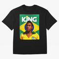 King Pele Oversized T-Shirt Honor the Beautiful Game during Match Day Hype around FIFA World Cup 2026 Group Stage, Messi, Argentina, France and Brazil, Retro Football Energy, Iconic Rivalries, Trophy Chase Drama and Stadium Atmosphere; Great for