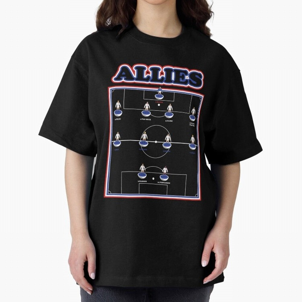 The Allies Team Line Up Oversized T-Shirt Treasure FIFA World Cup 2026 Group Stage Capturing Mbappe and Neymar, Argentina and Brazil Energy, Fan Favorite Moments, National Team Passion, Big Match Drama and Soccer History; Ideal for Fans Who Follow
