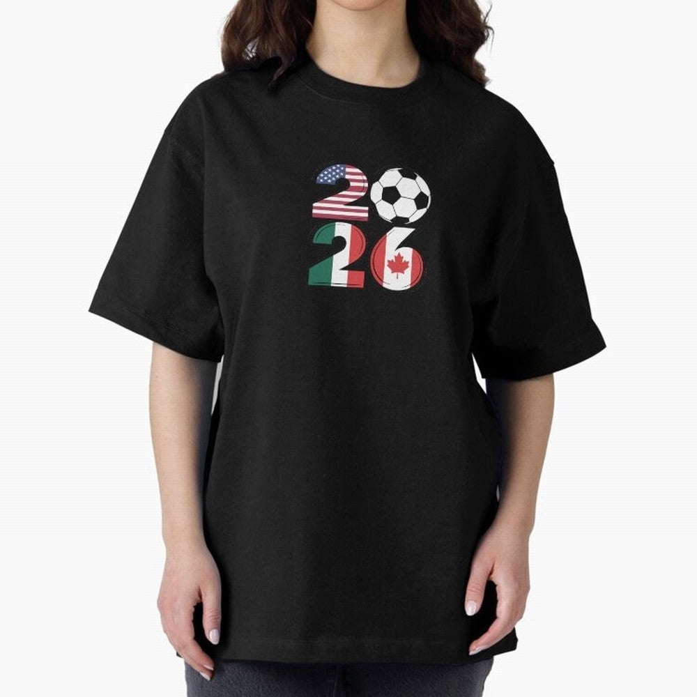 2026 soccer logo Classic T-Shirt Share Global Football Passion for FIFA World Cup 2026 Group Stage, Celebrating Messi, Neymar and Mbappe, Spain and Netherlands, Soccer Culture, Superstar Moments, National Team Dreams and Competitive Fire; Great for