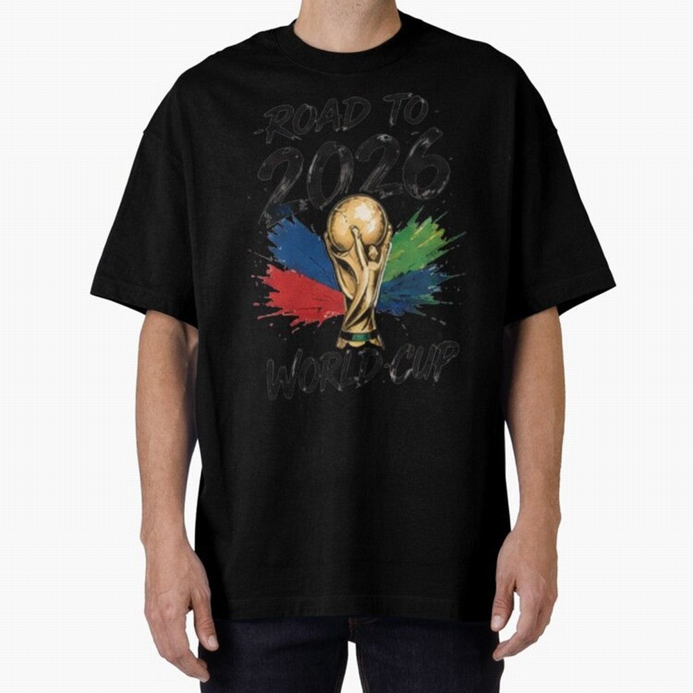 Road To 2026 World Cup Football Graphic Tee Classic T-Shirt Build FIFA World Cup 2026 Group Stage Spirit, Highlighting Argentina, Neymar, Haaland and Cristiano Ronaldo, Sports Nostalgia, International Competition, Famous Players and Unforgettable