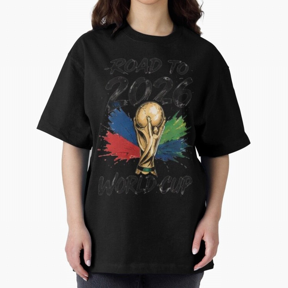 Road To 2026 World Cup Football Graphic Tee Classic T-Shirt Build FIFA World Cup 2026 Group Stage Spirit, Highlighting Argentina, Neymar, Haaland and Cristiano Ronaldo, Sports Nostalgia, International Competition, Famous Players and Unforgettable