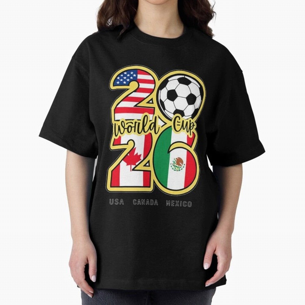 World Cup 2026, Usa Canada Mexico Football Classic T-Shirt Step into FIFA World Cup 2026 Group Stage Highlighting Neymar, Haaland and Cristiano Ronaldo, Brazil, Portugal and Argentina Energy, Football History, Final Match Energy, Crowd Noise and