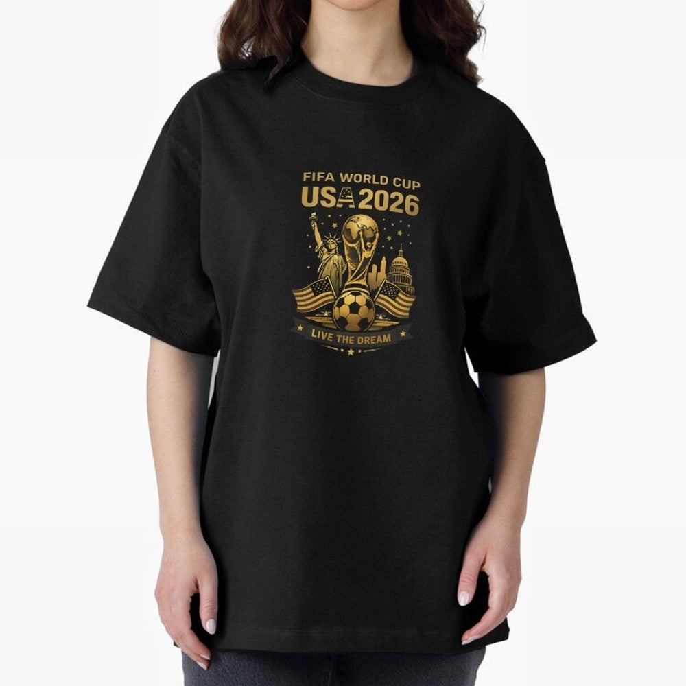 Fifa World Cup USA 2026 Gold Soccer Football Classic T-Shirt Enjoy FIFA World Cup 2026 Group Stage Driven by Messi, Neymar and Mbappe, France Energy, Classic Soccer Heritage, Championship Pressure, Fan Loyalty and International Pride; Perfect for