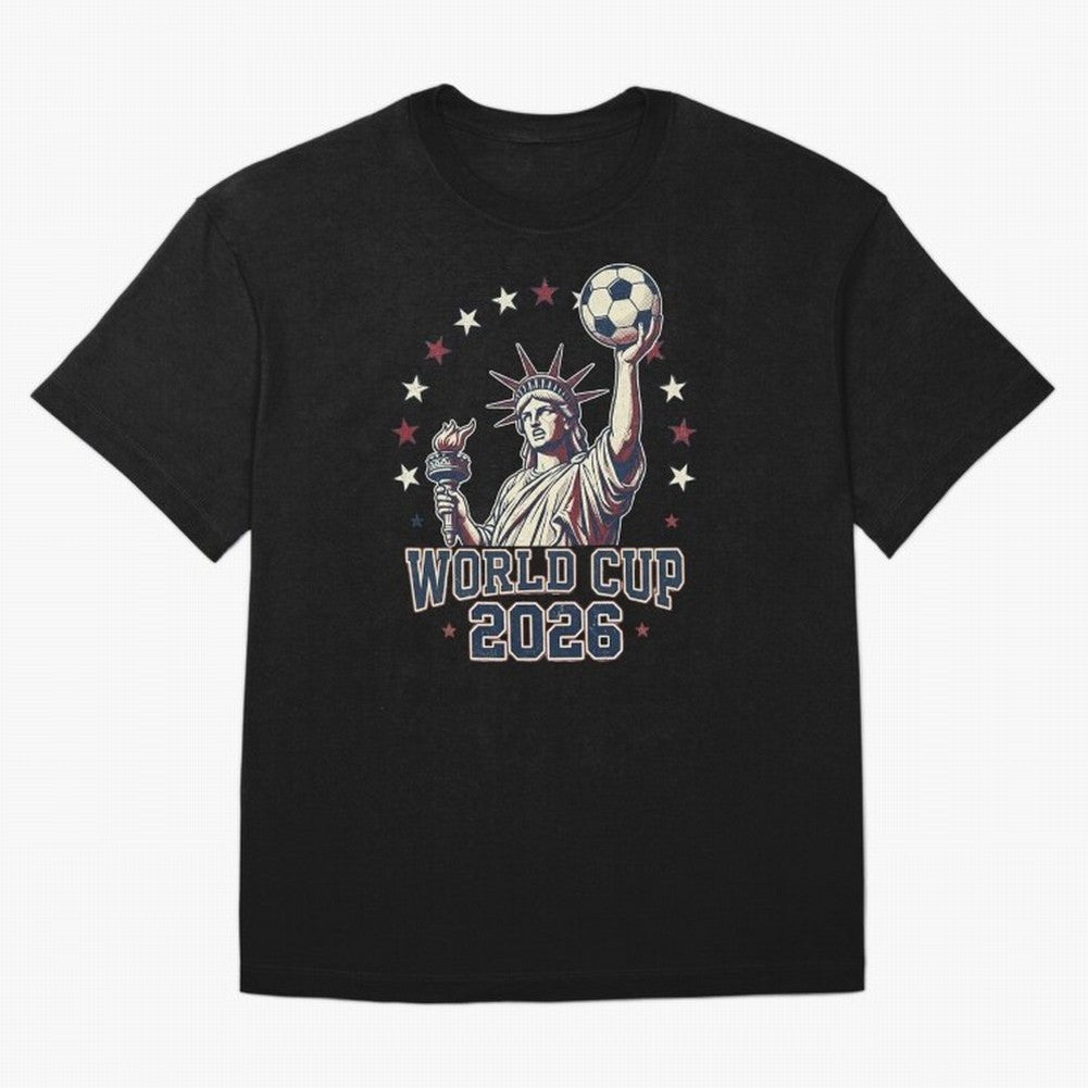 World Cup 2026 USA Soccer Statue Liberty Classic T-Shirt Capture FIFA World Cup 2026 Centered on Messi, Neymar and Mbappe, Portugal, Spain and Germany Energy, Fan Favorite Moments, National Team Passion, Big Match Drama and Soccer History; Made for