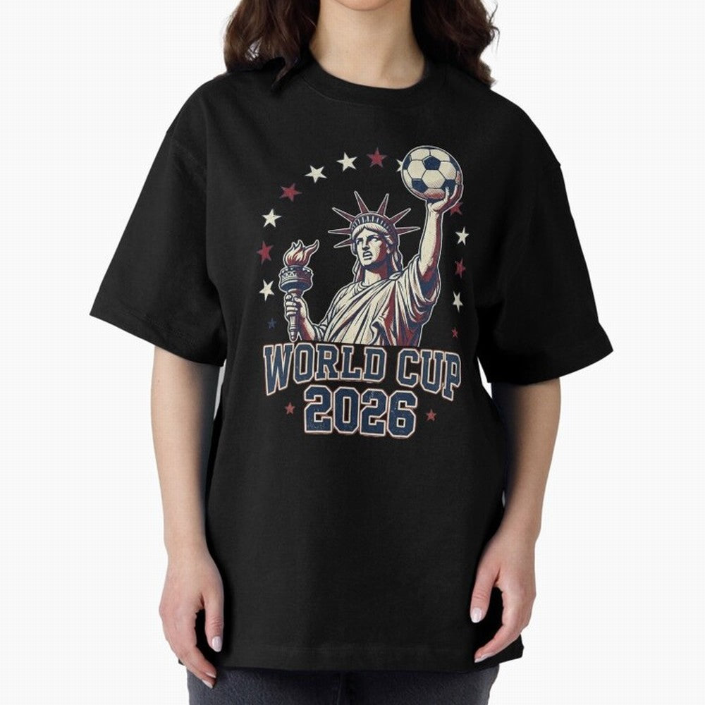 World Cup 2026 USA Soccer Statue Liberty Classic T-Shirt Capture FIFA World Cup 2026 Centered on Messi, Neymar and Mbappe, Portugal, Spain and Germany Energy, Fan Favorite Moments, National Team Passion, Big Match Drama and Soccer History; Made for