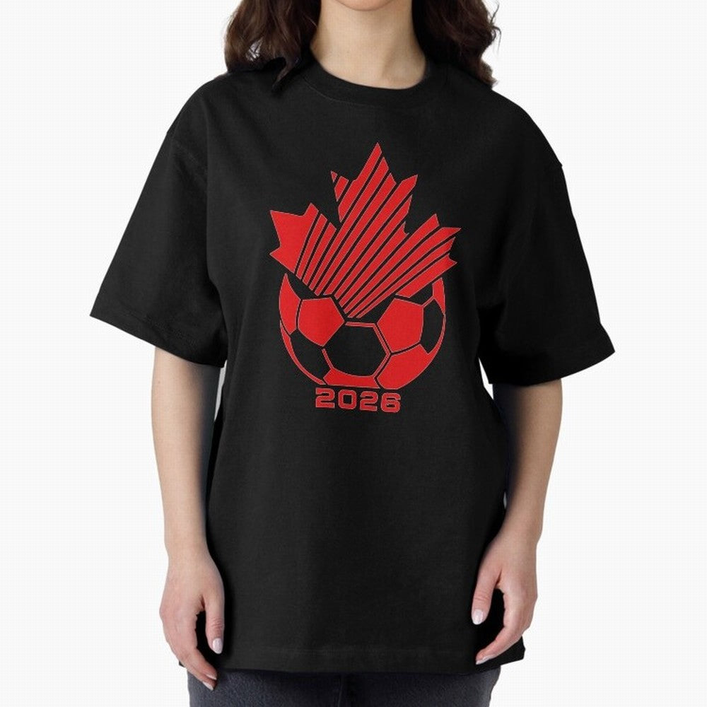 Red Maple Leaf Soccer 2026 Emblem Classic T-Shirt Honor the Football Icons of FIFA World Cup 2026 Spirit, Driven by Brazil, Messi, Neymar and Mbappe, Match Day Excitement, Supporter Culture, Golden Goals and Global Football Passion; Great for Watch