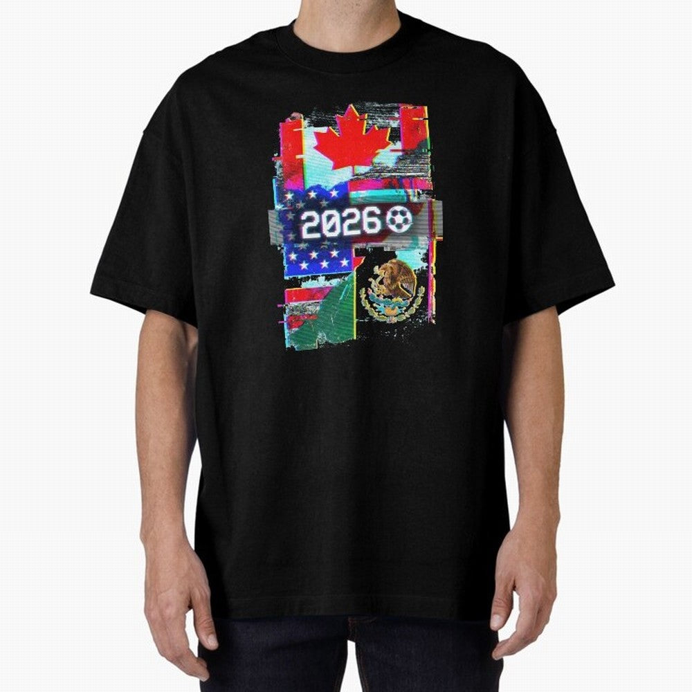 Glitched United 2026 - North America Tournament Emblem Classic T-Shirt Celebrate Golden Goal Energy in Global Football Passion for FIFA World Cup 2026, Capturing Haaland and Mbappe, Germany, Soccer Culture, Superstar Moments, National Team Dreams