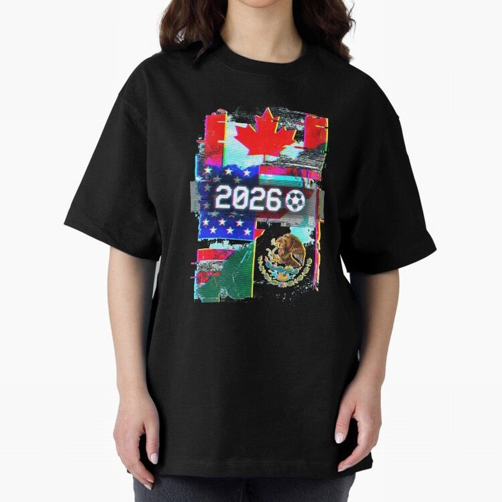 Glitched United 2026 - North America Tournament Emblem Classic T-Shirt Celebrate Golden Goal Energy in Global Football Passion for FIFA World Cup 2026, Capturing Haaland and Mbappe, Germany, Soccer Culture, Superstar Moments, National Team Dreams