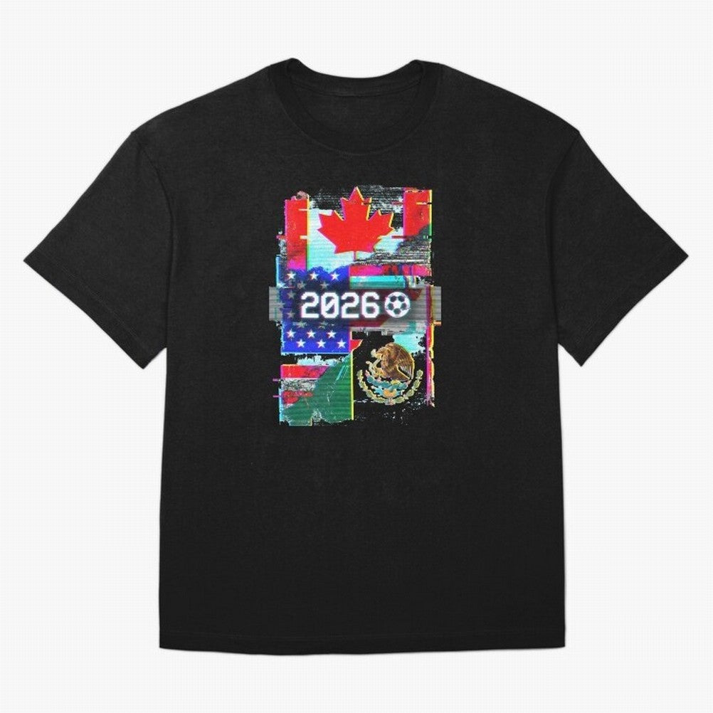 Glitched United 2026 - North America Tournament Emblem Classic T-Shirt Celebrate Golden Goal Energy in Global Football Passion for FIFA World Cup 2026, Capturing Haaland and Mbappe, Germany, Soccer Culture, Superstar Moments, National Team Dreams